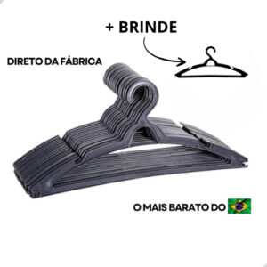 Cabide Adulto Preto Kit 100 Cabides Reforçados Organizar Roupas